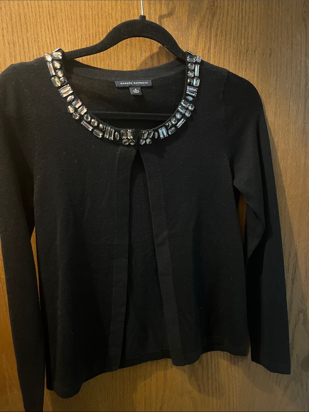 Banana Republic Black Jeweled Collar Long-Sleeve cardigan